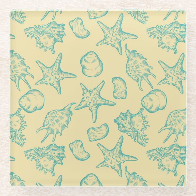 Posavasos De Vidrio Fondo con las cáscaras. Mano dibujada (Anverso)