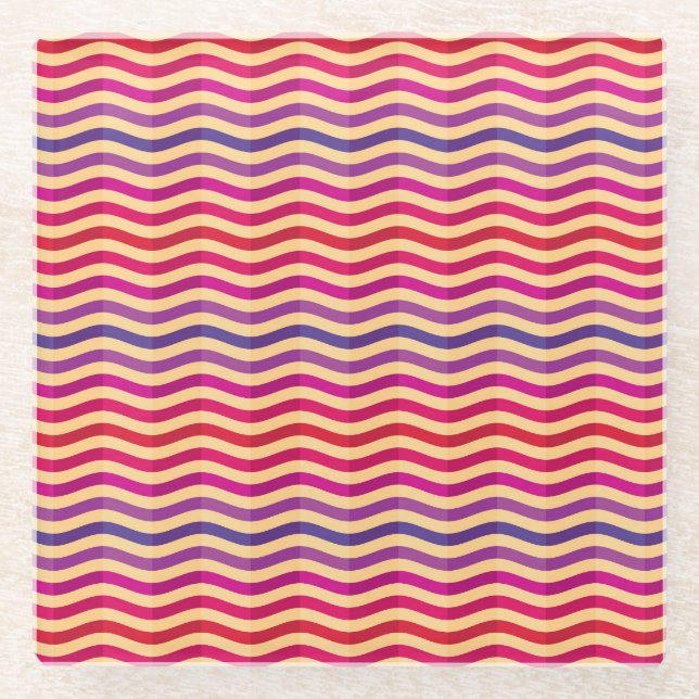 Posavasos De Vidrio Fondo con las rayas en 3 retros (Anverso)