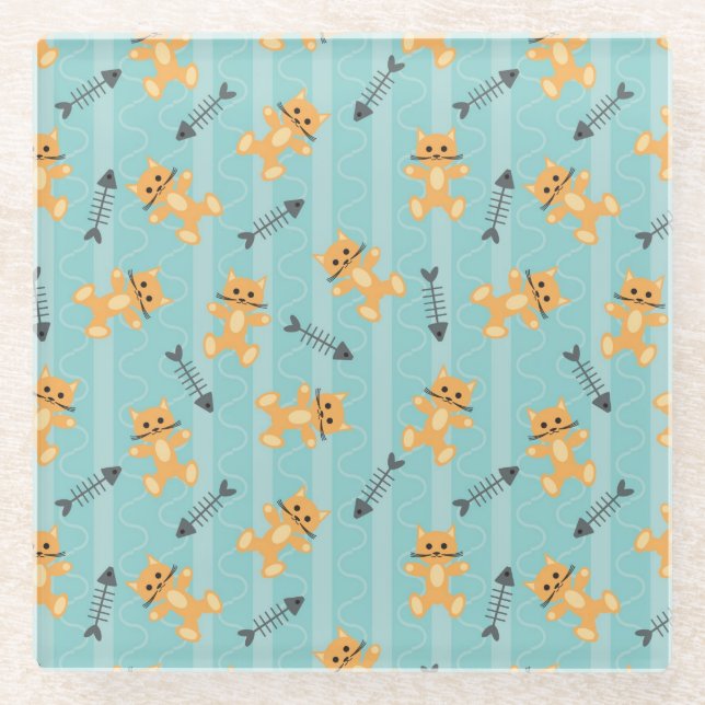 Posavasos De Vidrio fondo con los gatos (Anverso)