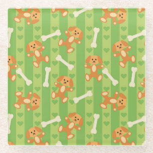 Posavasos De Vidrio fondo con los perros y los huesos