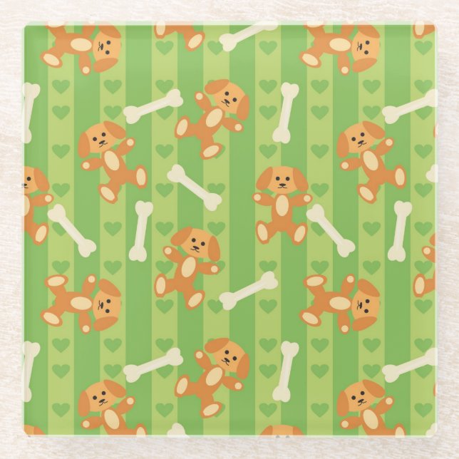 Posavasos De Vidrio fondo con los perros y los huesos (Anverso)