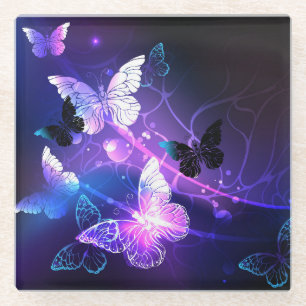 Posavasos De Vidrio Fondo con mariposas nocturnas