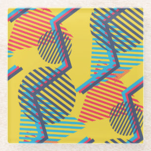 Posavasos De Vidrio Fondo de arte pop, textura geométrica abstracta.