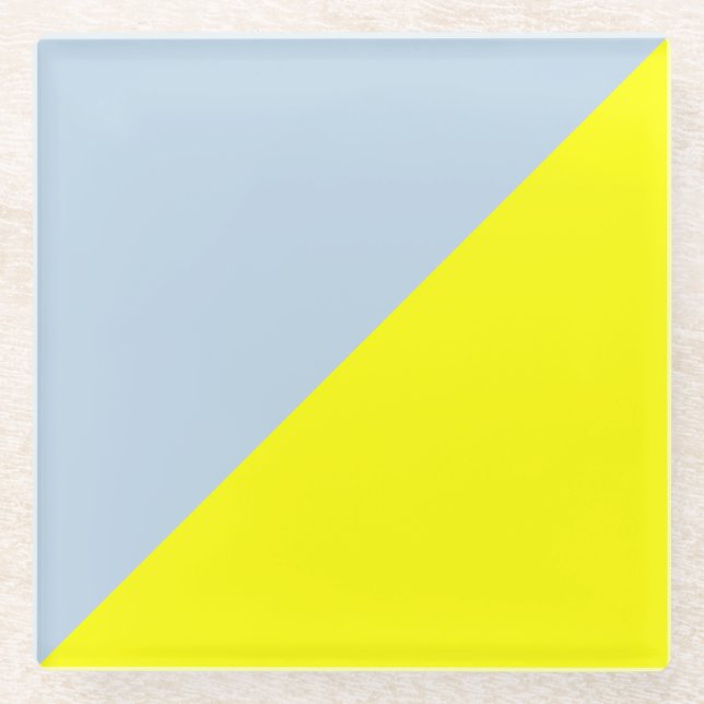 Posavasos De Vidrio Fondo de color sólido amarillo y azul beau (Anverso)