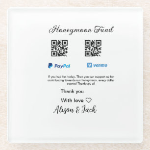 Posavasos De Vidrio Fondo de luna de miel venomo paypal donación Q R p