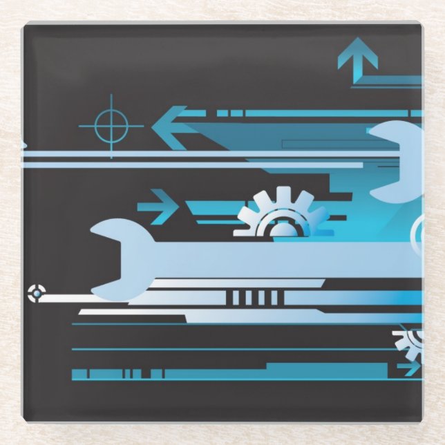 Posavasos De Vidrio Fondo de semitono técnico 3 (Anverso)