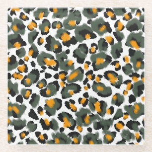 Posavasos De Vidrio Fondo de textura de impresión de leopardo