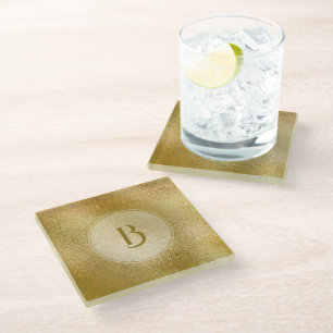 Posavasos De Vidrio Fondo de textura iridiscente oro claro