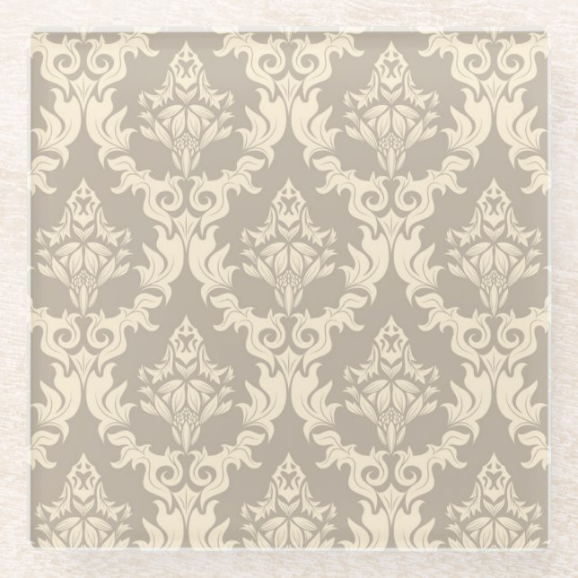 Posavasos De Vidrio Fondo del damasco (Anverso)