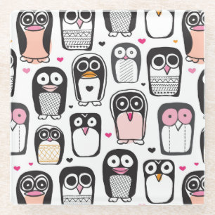 Posavasos De Vidrio fondo del ilustracion del pájaro del pingüino