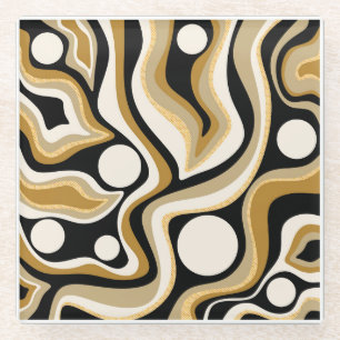 Posavasos De Vidrio Fondo del patrón de líneas onduladas abstractas