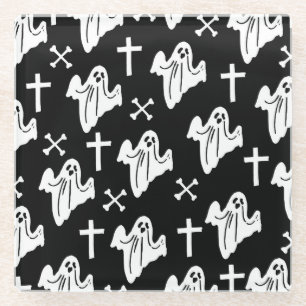 Posavasos De Vidrio Fondo del patrón dibujado a mano de Halloween