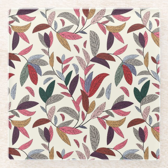 Posavasos De Vidrio Fondo floral 2 (Anverso)