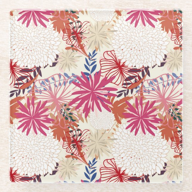 Posavasos De Vidrio Fondo floral 3 (Anverso)