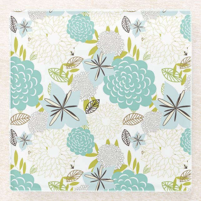 Posavasos De Vidrio Fondo floral 5 (Anverso)