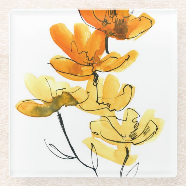 Posavasos De Vidrio Fondo floral abstracto (Anverso)