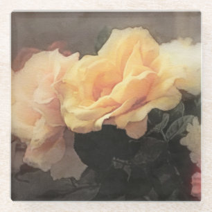 Posavasos De Vidrio fondo floral del vintage del arte en colores en