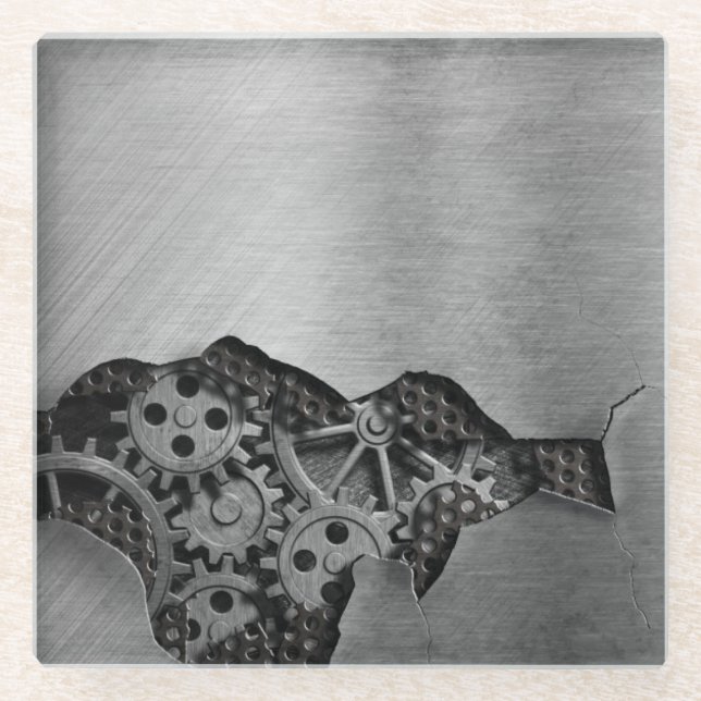 Posavasos De Vidrio Fondo metalizado con daño mecánico (Anverso)