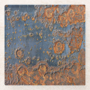 Posavasos De Vidrio Fondo metalizado oxidado texturizado.