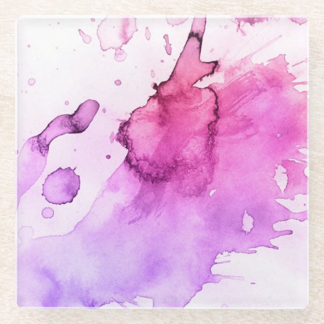 Posavasos De Vidrio Fondo pintado a mano 5 3 de la acuarela abstracta (Anverso)