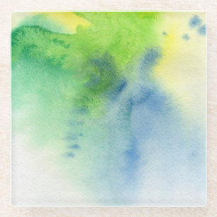 Posavasos De Vidrio Fondo pintado a mano 8 de la acuarela abstracta