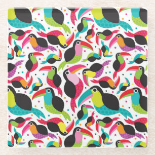 Posavasos De Vidrio fondo toucan exótico del pájaro del Brasil