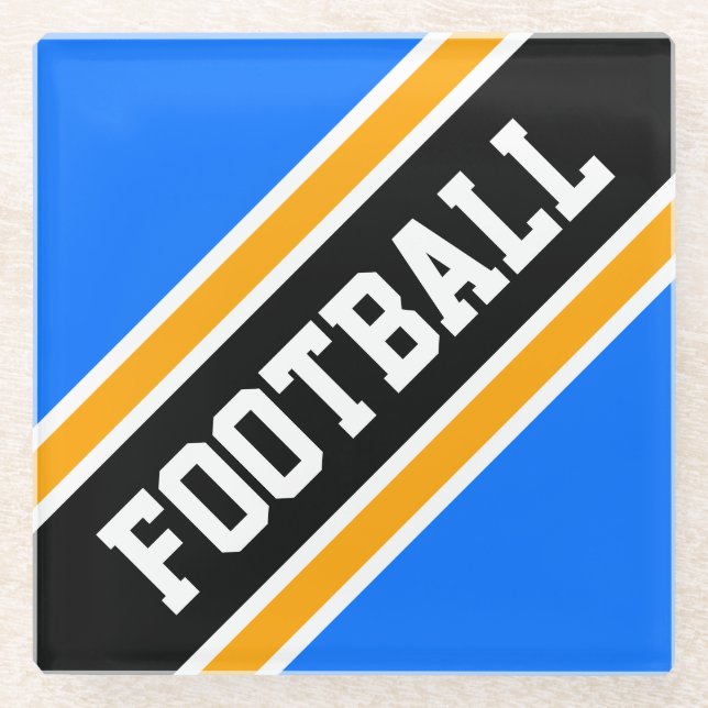 Posavasos De Vidrio FOOTBALL Athletic Bright Blue Black Slpes (Anverso)