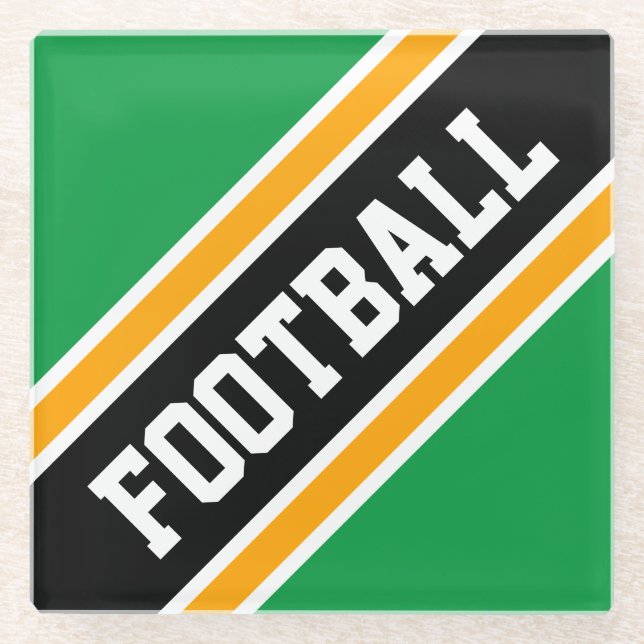 Posavasos De Vidrio FOOTBALL Atlético brillante Green Black Sleps Stri (Anverso)