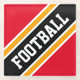 Posavasos De Vidrio FOOTBALL Atlético brillante Red Black Slpes