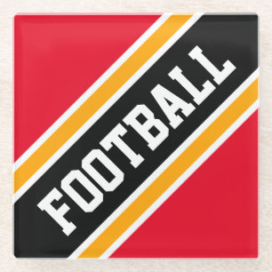 Posavasos De Vidrio FOOTBALL Atlético brillante Red Black Slpes