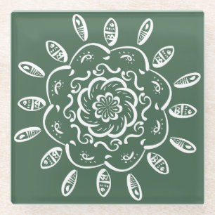 Posavasos De Vidrio Forest Mandala