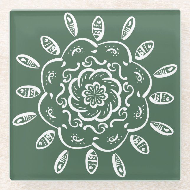 Posavasos De Vidrio Forest Mandala (Anverso)