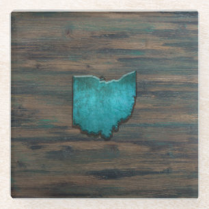Posavasos De Vidrio Forma de Ohio Verde azulada