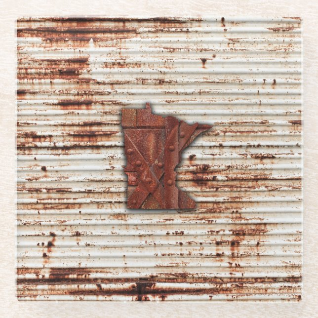 Posavasos De Vidrio Forma Minnesota de óxido rojo (Anverso)