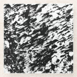 Posavasos De Vidrio Formación de hielo abstracto en blanco y negro