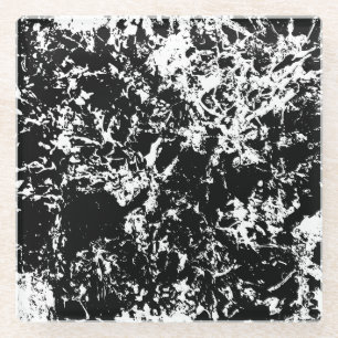 Posavasos De Vidrio Formación de hielo abstracto en blanco y negro