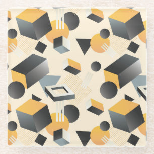 Posavasos De Vidrio Formas, cajas, cubos y triángulos de tres dimensio