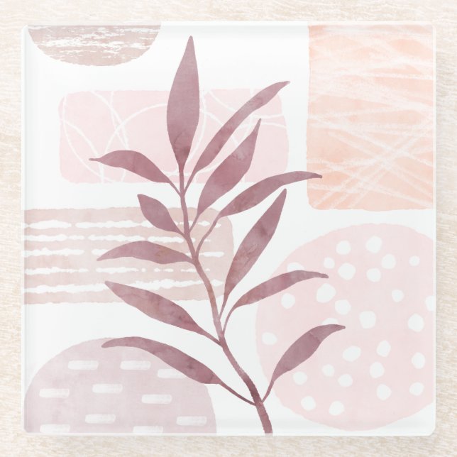 Posavasos De Vidrio Formas de acuarela de cálculo abstracto (Anverso)