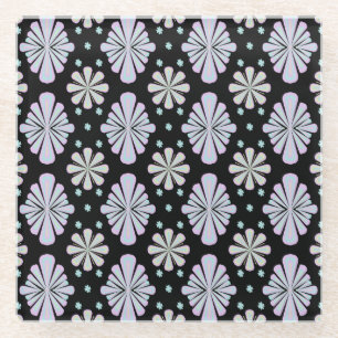 Posavasos De Vidrio Formas florales pastel sobre fondo negro