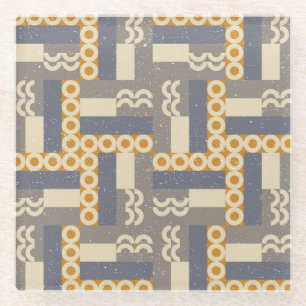 Posavasos De Vidrio Formas geométricas retro, patrón moderno