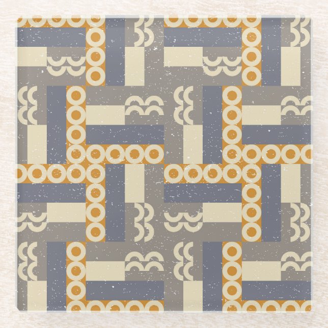 Posavasos De Vidrio Formas geométricas retro, patrón moderno (Anverso)