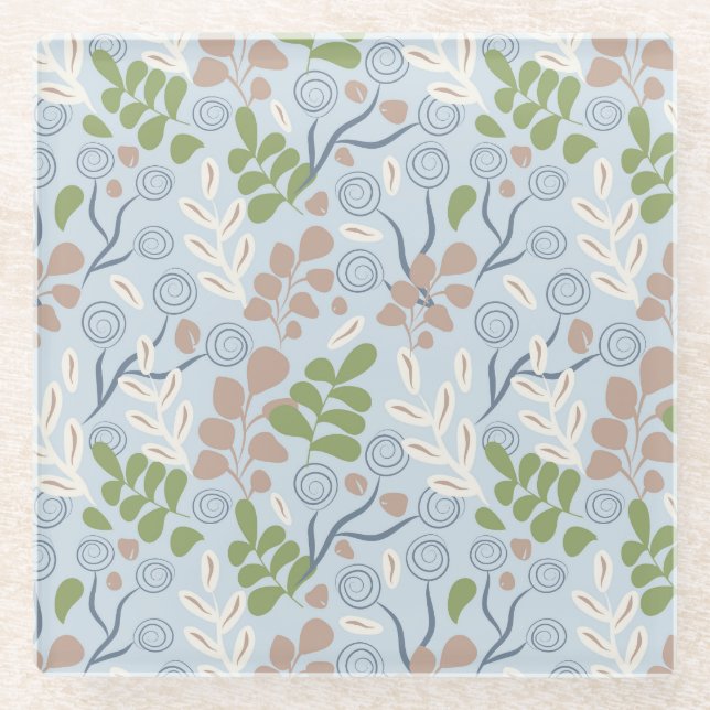 Posavasos De Vidrio Formas orgánicas botánicas (Anverso)