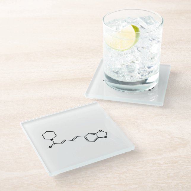 Posavasos De Vidrio Fórmula química molecular de pimienta negra (Angular)