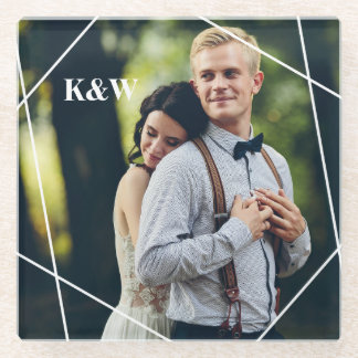 Posavasos De Vidrio Foto contemporánea de monograma
