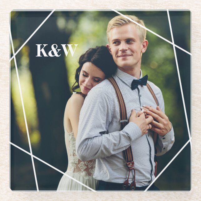 Posavasos De Vidrio Foto contemporánea de monograma (Anverso)