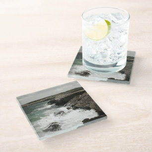Posavasos De Vidrio Foto costera de olas rompientes
