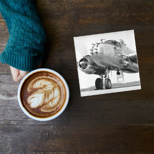 Posavasos De Vidrio Foto de avión antiguo, Aviación divertida y genial