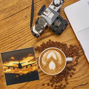 Posavasos De Vidrio Foto de Avión, Aviación Divertida y Genial