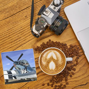 Posavasos De Vidrio Foto de Avión, Aviación Divertida y Genial