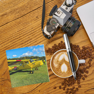 Posavasos De Vidrio Foto de avión divertida y genial, familia de pilot